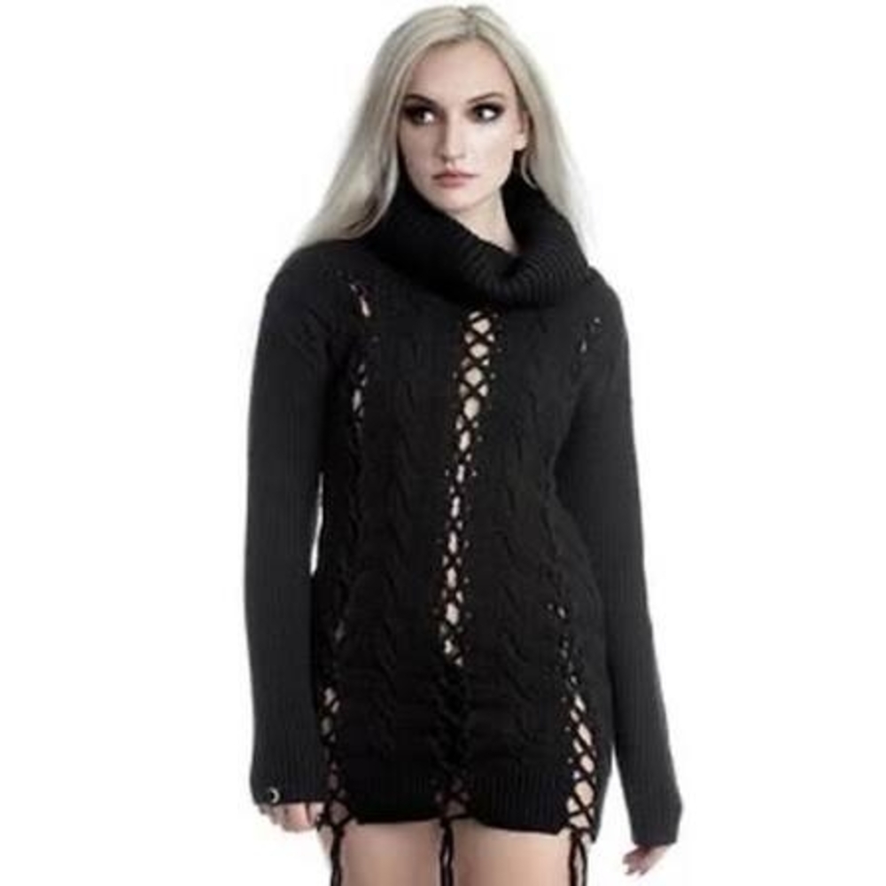 Killstar Zora Lace-up Sweater/Mini Dress